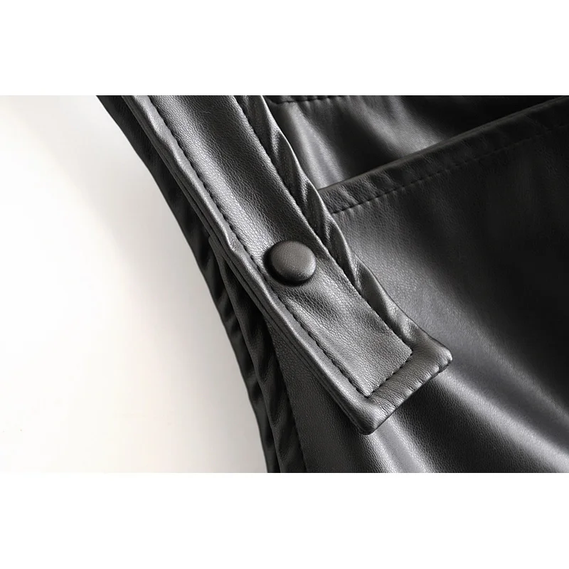 

Fashion Za Women's dress 2020 Solid Color Chic Faux Leather Vest Sleeveless Casual Slim Dresses Female Ladies Vestidos