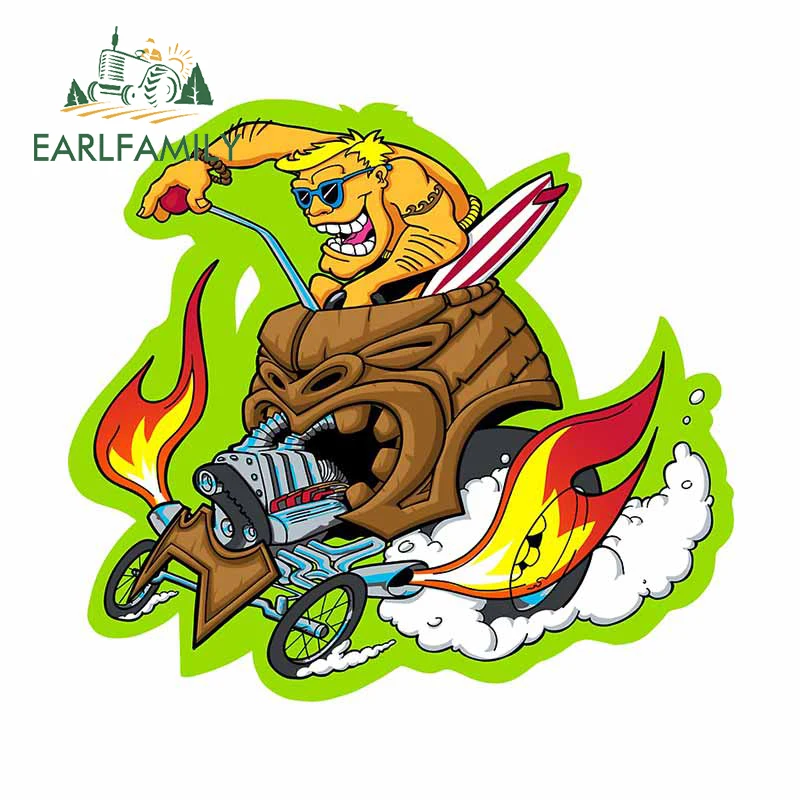 Наклейка для автомобиля EARLFAMILY размером 13 см x 12,7 см для декорирования заднего стекла, багажника или мотоцикла в стиле JDM с изображением маски Grog Rod.