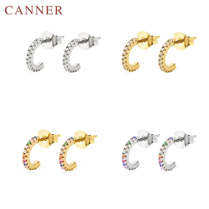 Женские серьги гвоздики из серебра 925 пробы с радужными