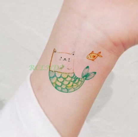 Водостойкая Временная наклейка для татуировок цветные цветы рыба лотос стрела