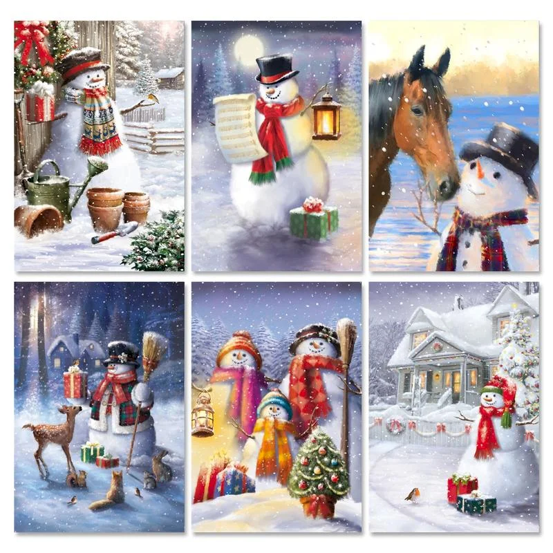

GATYZTORY Christmas Snowman Paint By Numbers Package Oil Paints Picture By Numbers On Canvas Loft Wall Picture Kids Drawing