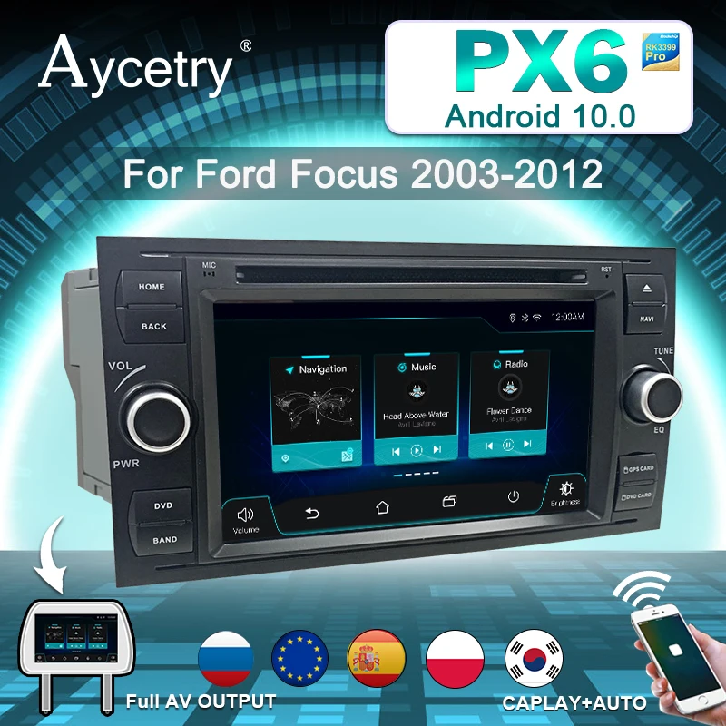 Автомагнитола PX6 2 din Android 10 мультимедийный dvd плеер GPS Авторадио для Ford Mondeo Focus S max C