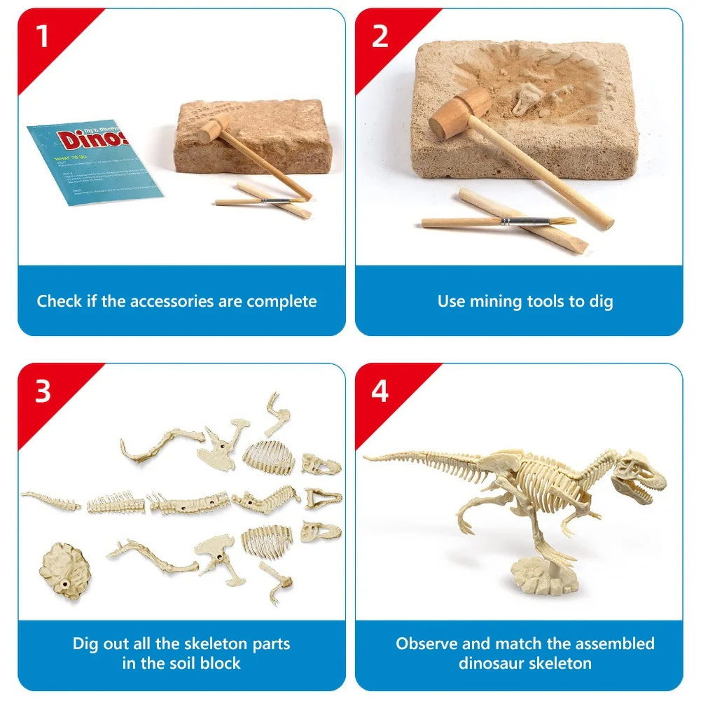 

Kids Simulation DIY Assembly Dig Excavation Dinosaur Skeleton Model Puzzle Toy