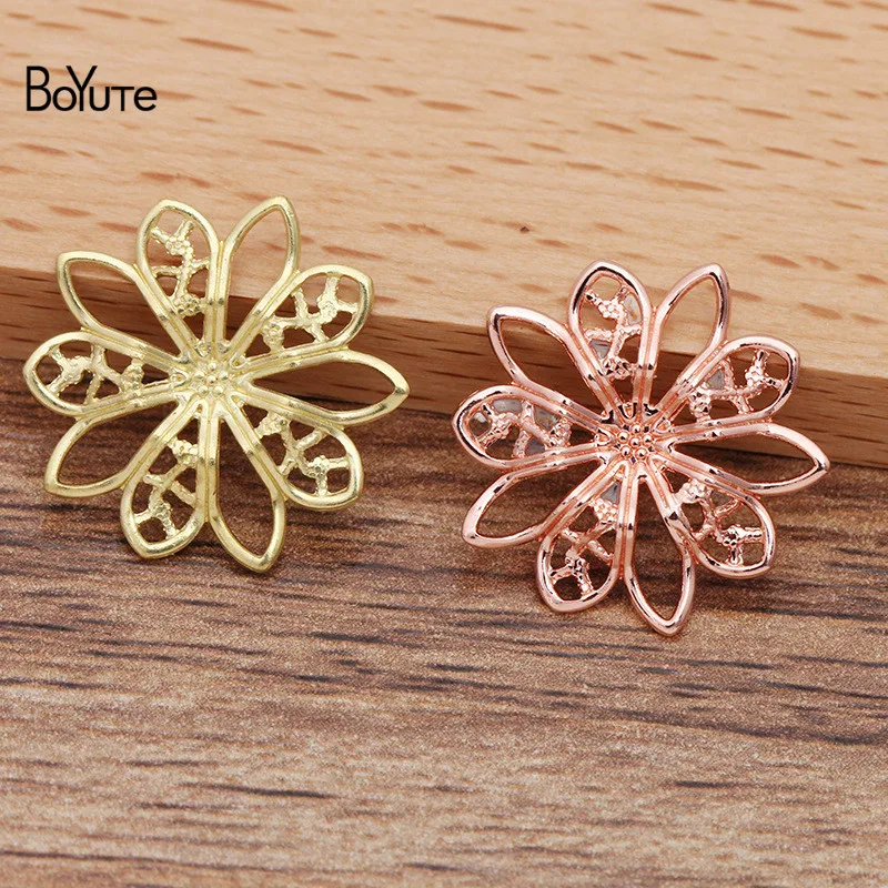 

BoYuTe (100 Pieces/Lot) 19MM Flower 7 Colors Metal Brass Filigree Findings Diy Hand Made Jewelry Accessories