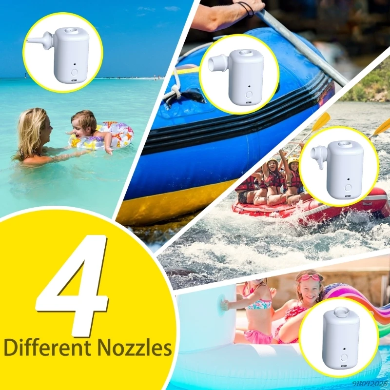 

Portable Wireless Mini Electric Air Pump with 3000mAh Battery USB Rechargeable 4Nozzles Inflator for Swimming Ring 21 wholesales