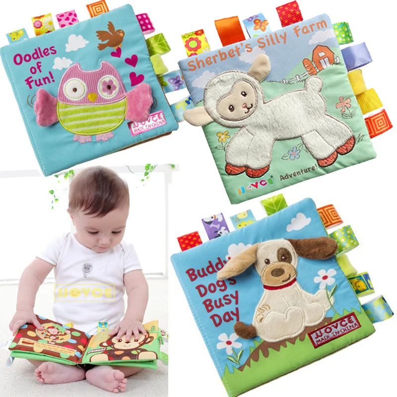 Learning Educational Kids Cloth Books Animal Style Monkey/Owl/Dog Newborn Baby Toys Cute Infant Baby Fabric Book Ratteles Toy