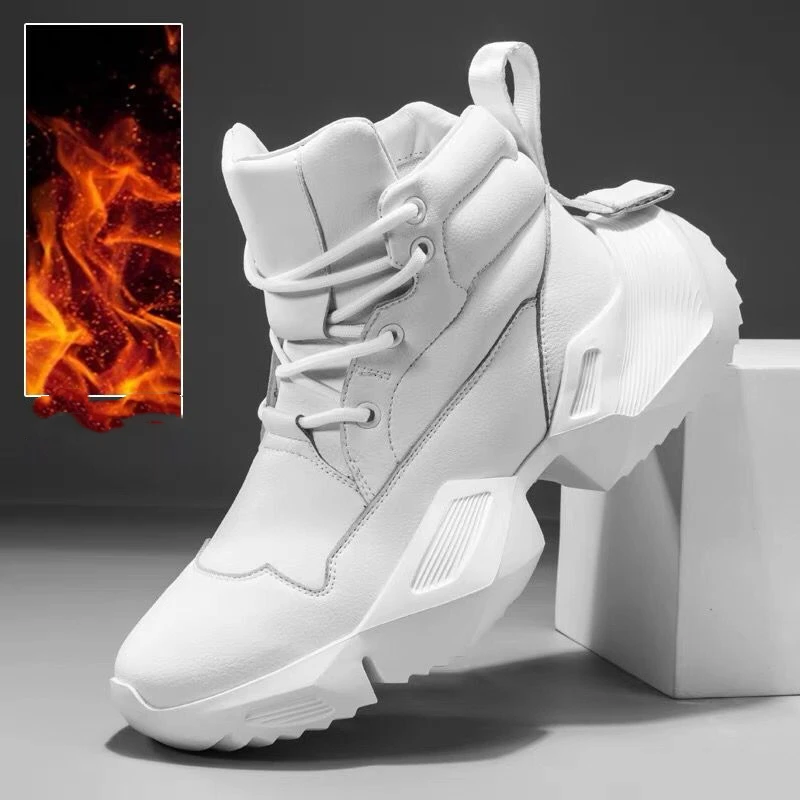 

Autumn winter boots for men Cowhide Split Leather warm fur plush Hombre shoes Motorcycle Riding Hunting Military combat sneakers