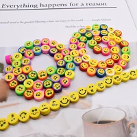 40pcs colorful smiling face clay spacer beads expression face polymer clay beads for jewelry making diy charms bracelet necklace