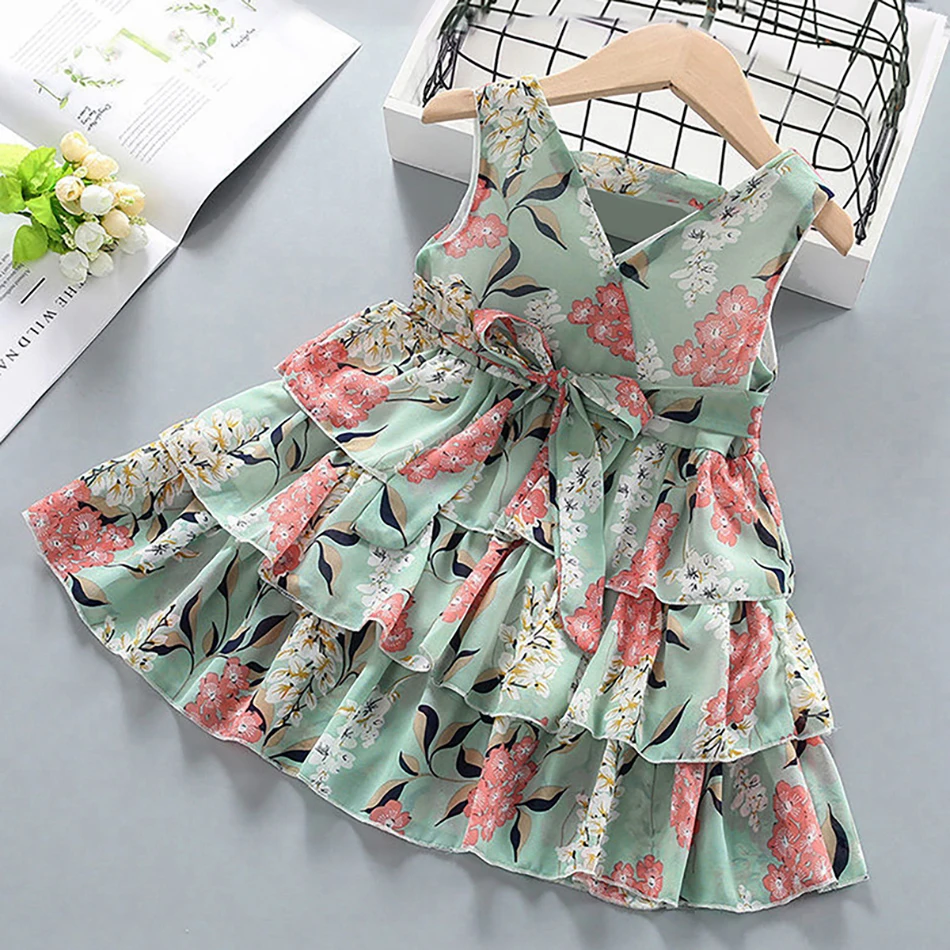 

Girls DressCotton Comfortable Children's Dress 2021 Summer Dress Floral Girls' Sleeveless Dress For Children