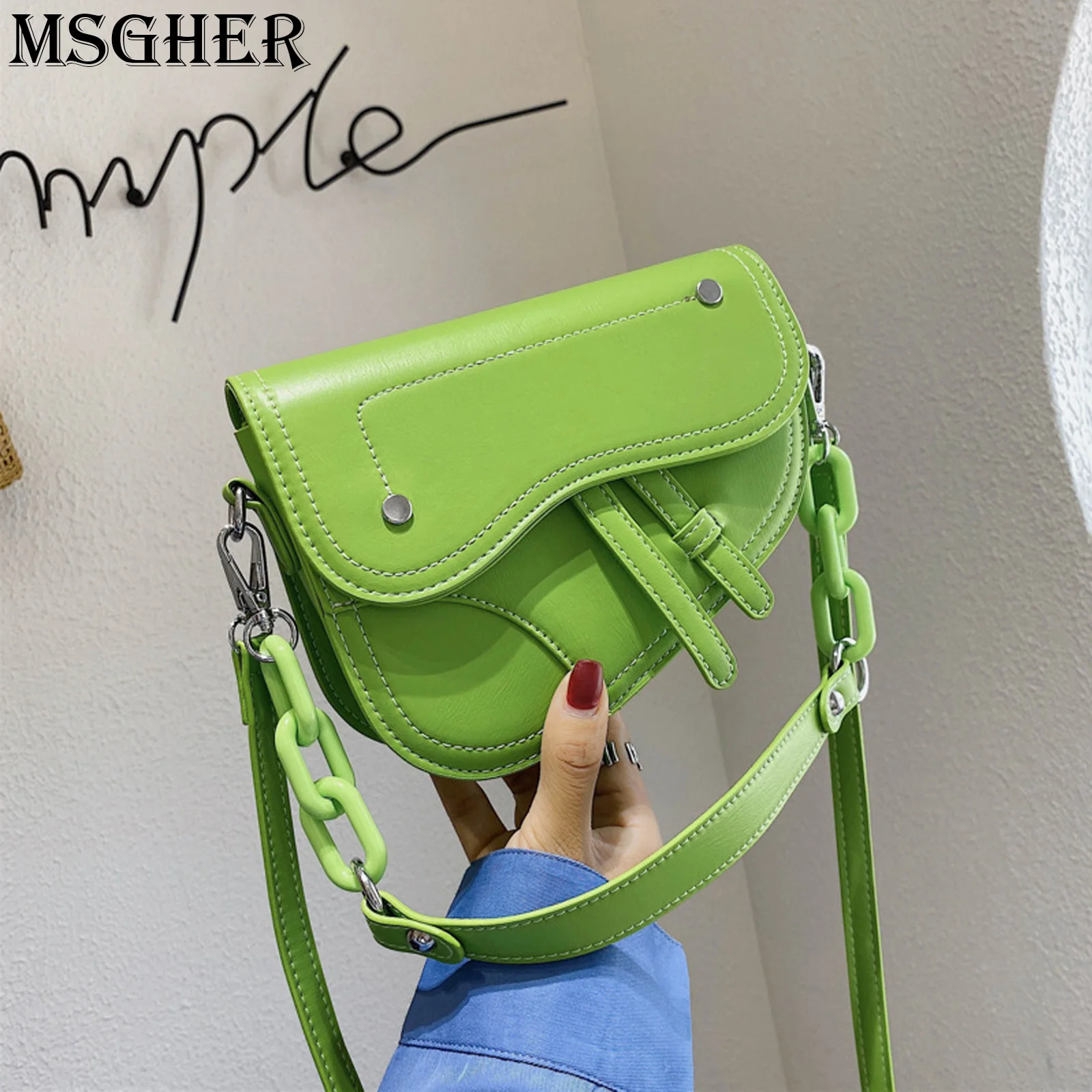 

Design Irregular Saddle Bag High Quality Portable Lady Bag Semicircle Summer PU Leather Inclined Span Mini Joker Personality