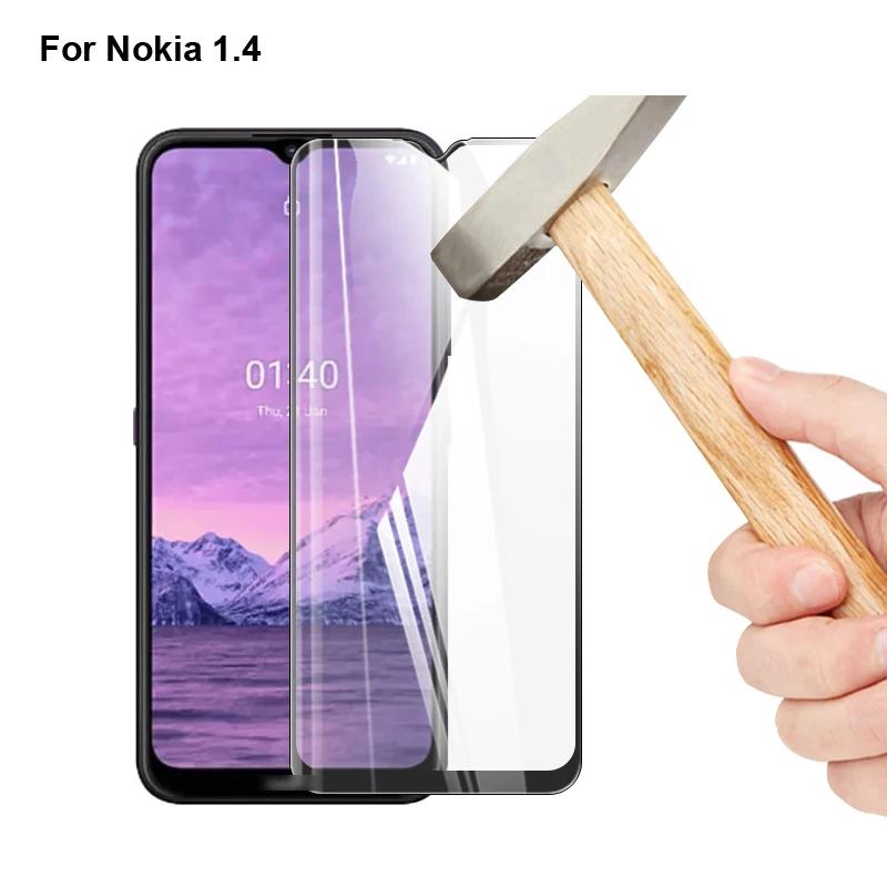 

2pcs 6.52 inch 9H Full Cover Screen Protector glass For Nokia 1.4 Full Coverage Protective Tempered Glass For Nokia1.4