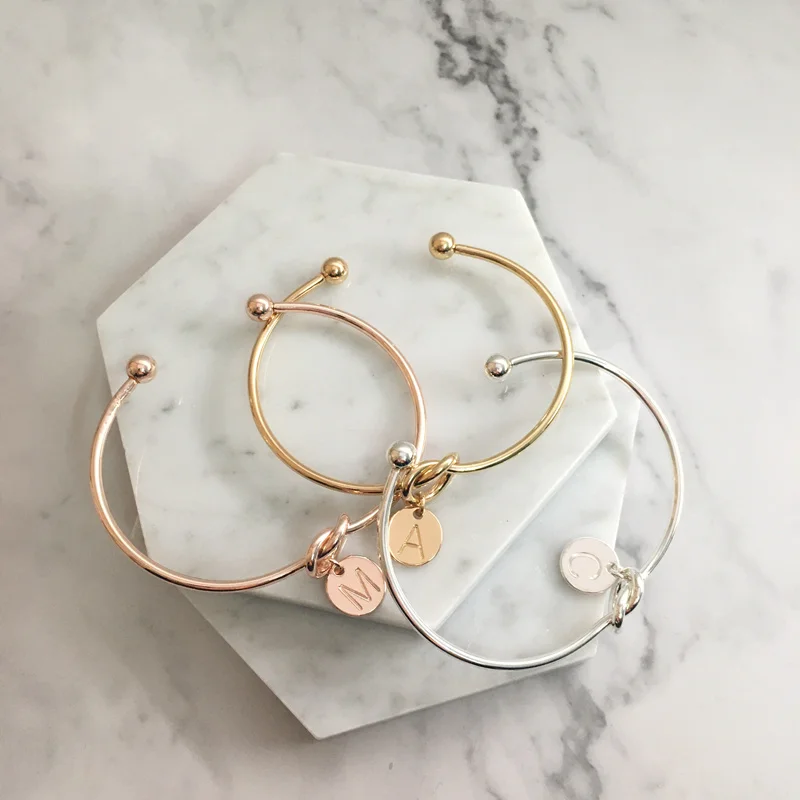 Женский браслет с 26 дисками буквами инициала узлом браслеты для женщин цвета