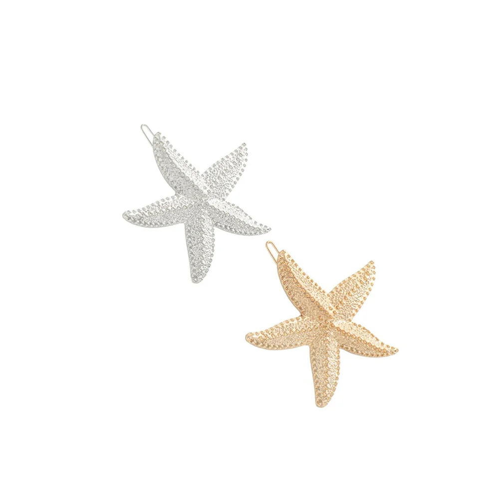 

4Pcs Vintage Hair Clips Minimalist Hair Five-Pointed Star Barrette Girls Headdress Golden