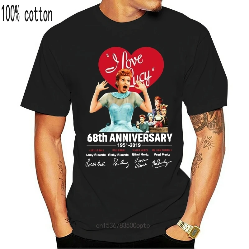 С надписью I Love Lucy 68Th Юбилей 1951 2019 подписи футболка Черная хлопковая Для мужчин S-6Xl