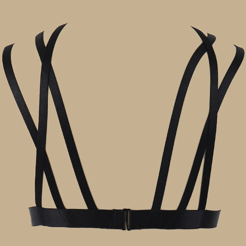 Черный сексуальный женский ремень-портупея бондаж укороченный топ клетка