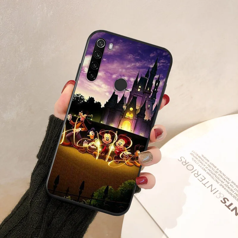 TPU Silicone Cover Disney Mickey Castle For Xiaomi Redmi Note 11 11T 11S 10T 10 10S 9 9S 9T 8T 8 7 6 Pro Plus Black Phone Case 