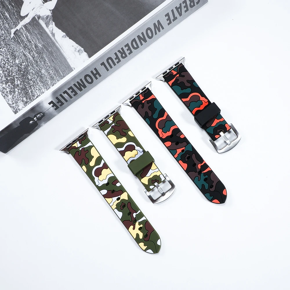 

Camouflage strap for Apple watch 5 band 44mm 40mm iWatch 42mm 38mm Fashion sport bracelet belt watchband for series 6 5 4 3 42