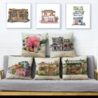 Льняная наволочка 45*45, в японском стиле с изображением героев мультфильмов дизайн; Чехол для подушки, для дома