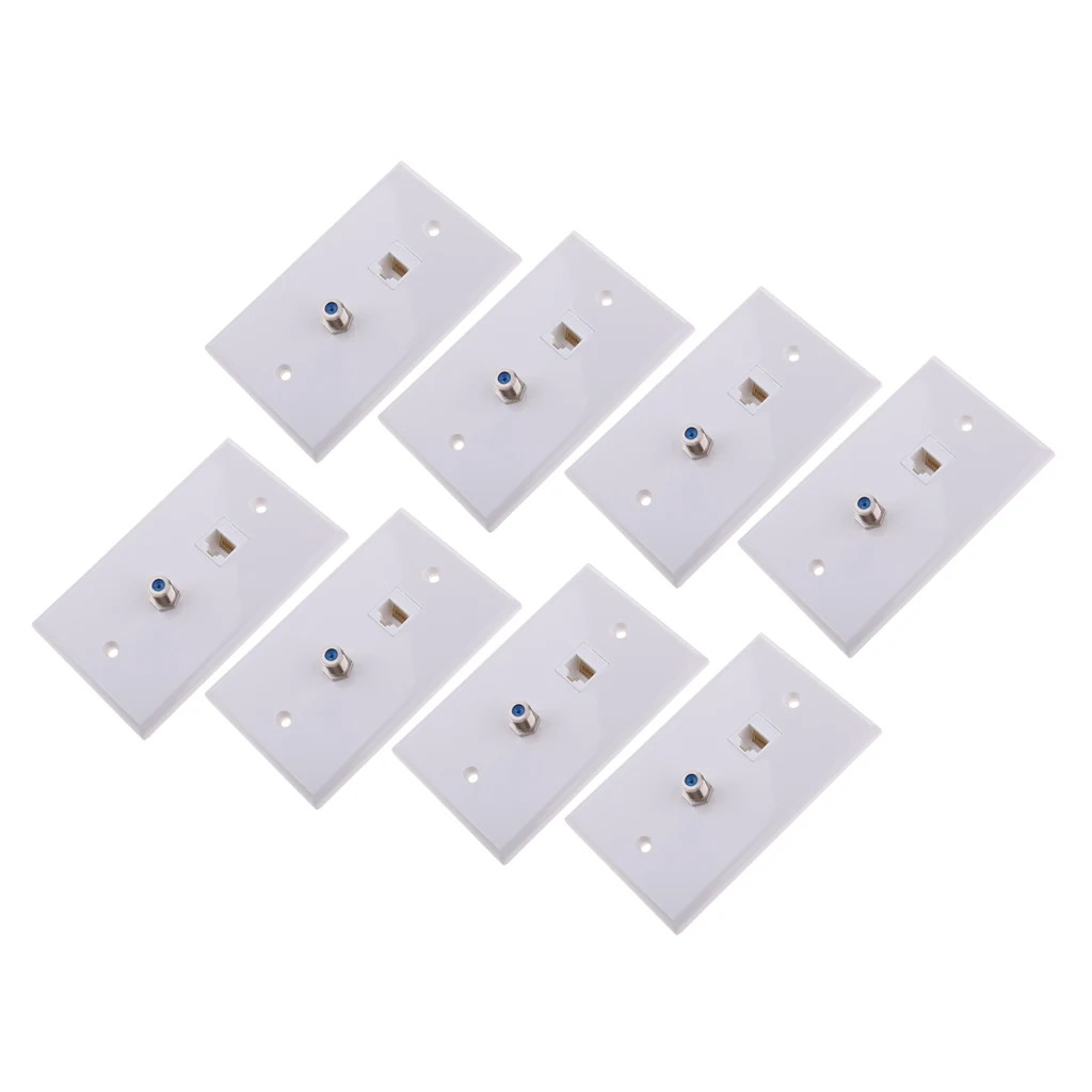 8x коаксиальный F разъем сеть Ethernet RJ45 настенная пластина розетка|Компьютерные