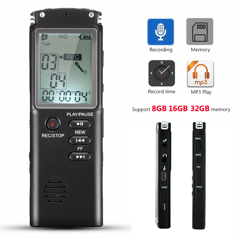 Профессиональный диктофон 8 ГБ 16 32 USB 96 часов цифровой Аудио Диктофон с встроенным