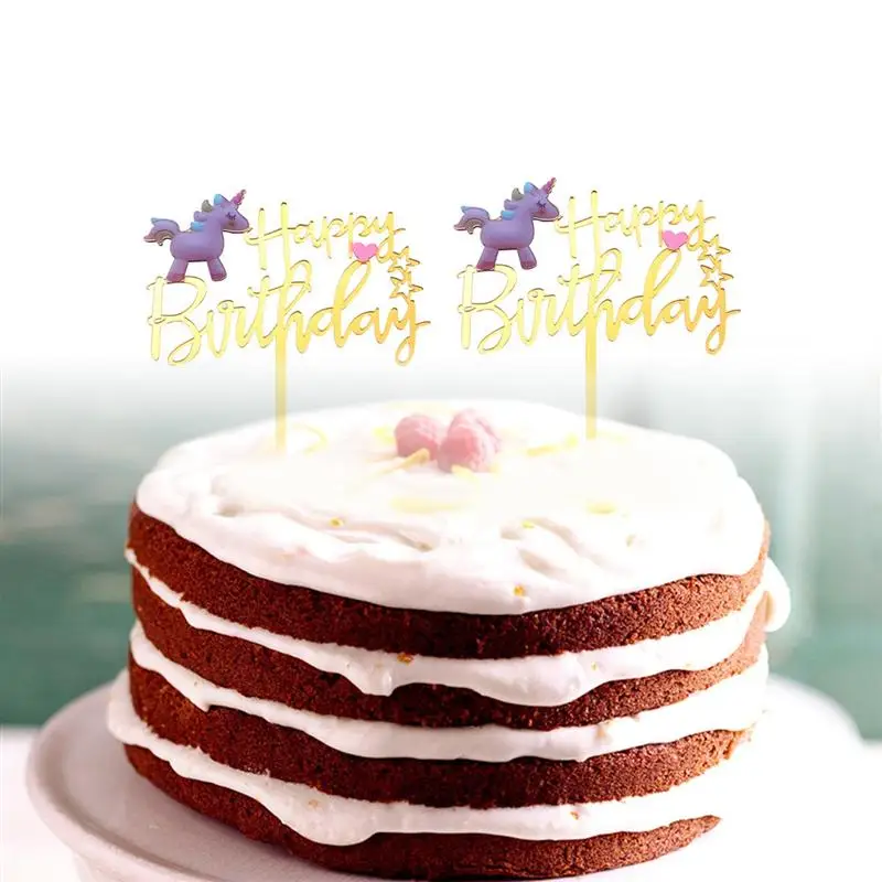 2 шт Единорог торт Топпер акриловые кекс топперы украшения выпечки Десерт Фрукты