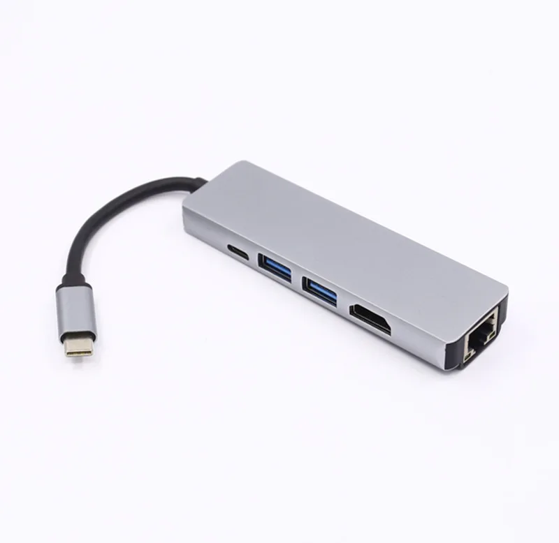 Горячий-5 в 1 концентратор USB Type C Hdmi 4K к Gigabit Ethernet Rj45 Lan адаптер для Mac book Pro Thunderbolt 3 USB-C