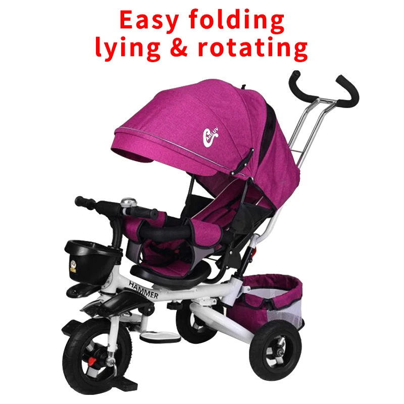 Folding Children's Tricycle Baby Toys Bike Can Lie In Baby Trolley 1-3-5 Years Old Stroller
