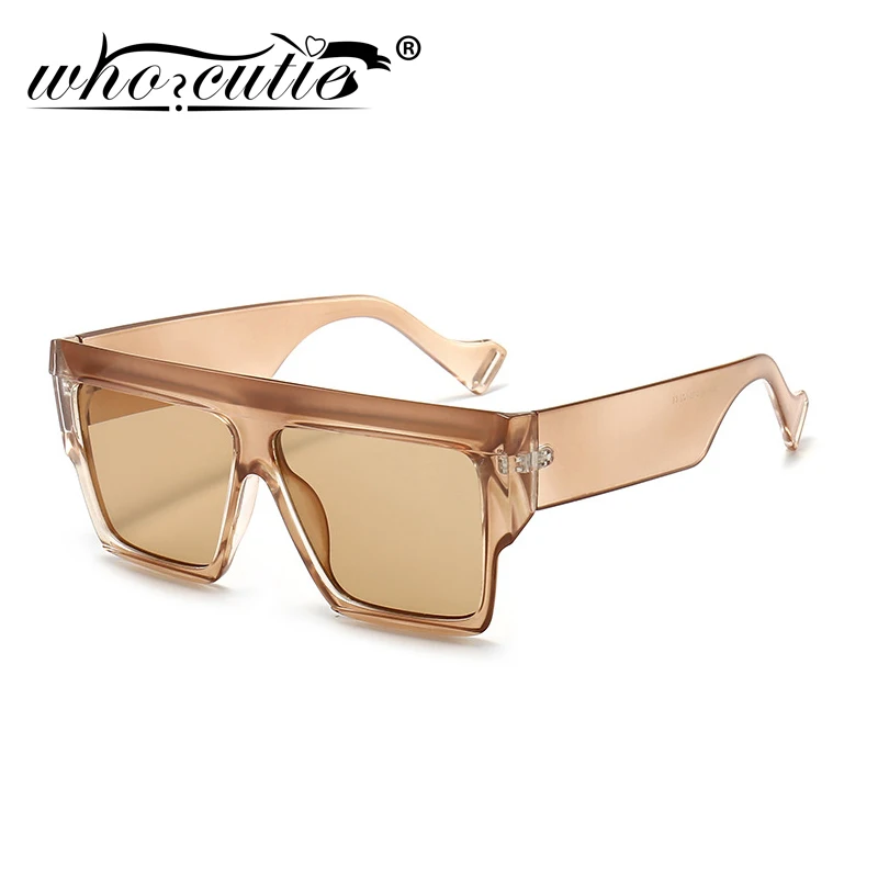 

Женские солнцезащитные очки в винтажном стиле WHO CUTIE, брендовые дизайнерские солнцезащитные очки на плоской толстой оправе в стиле ретро, 90S, S413