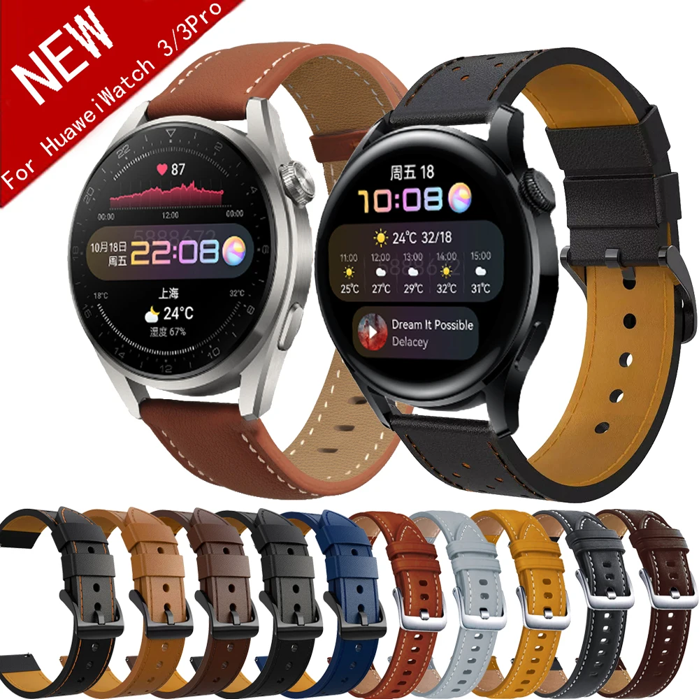 

For Huawei Watch 3/3 Pro/GT 2 Pro/GT2 46 Strap Genuine Leather Band 22mm Smart Strap Bracelet Wristband For Honor Magic 2 46mm