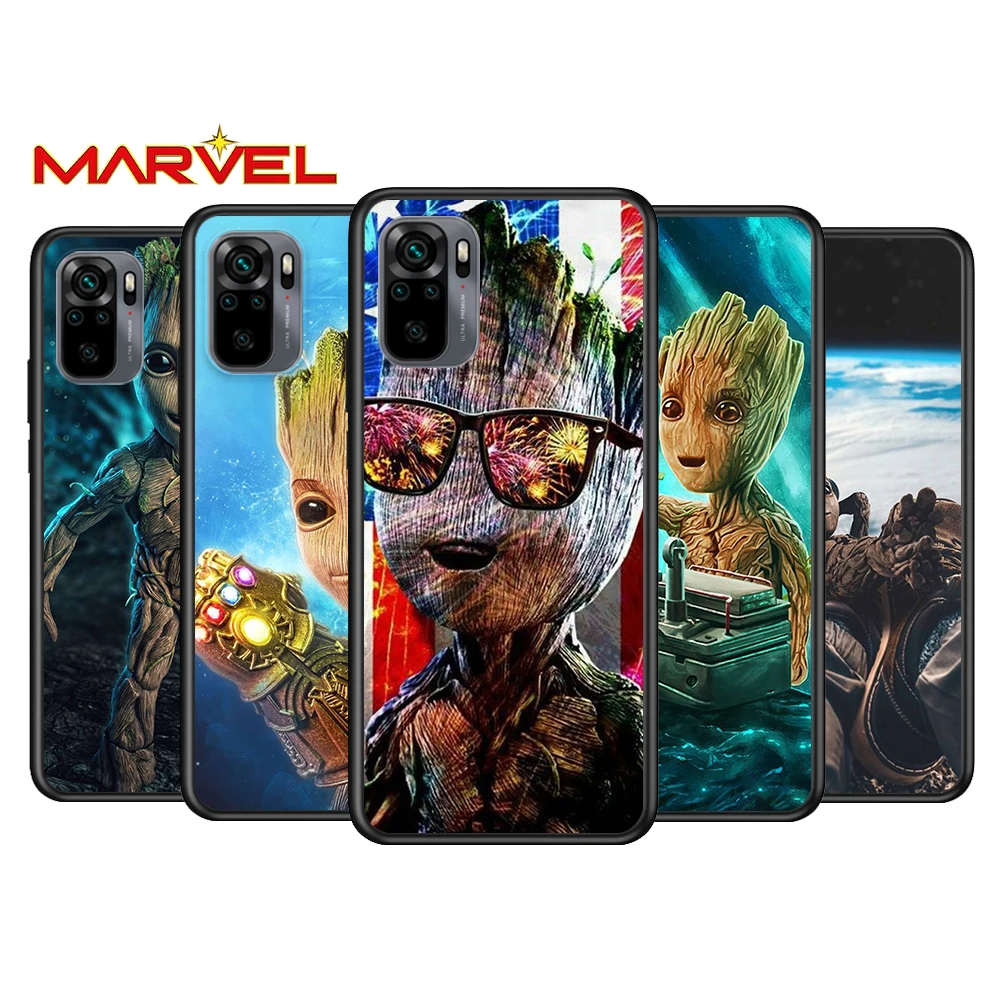 

Groot Marvel Avengers for Xiaomi Redmi Note 10 10S 9 9T 9S 9Pro Max 8T 8Pro 8 7 6 5 Pro 5A 4X 4 Soft Black Phone Case