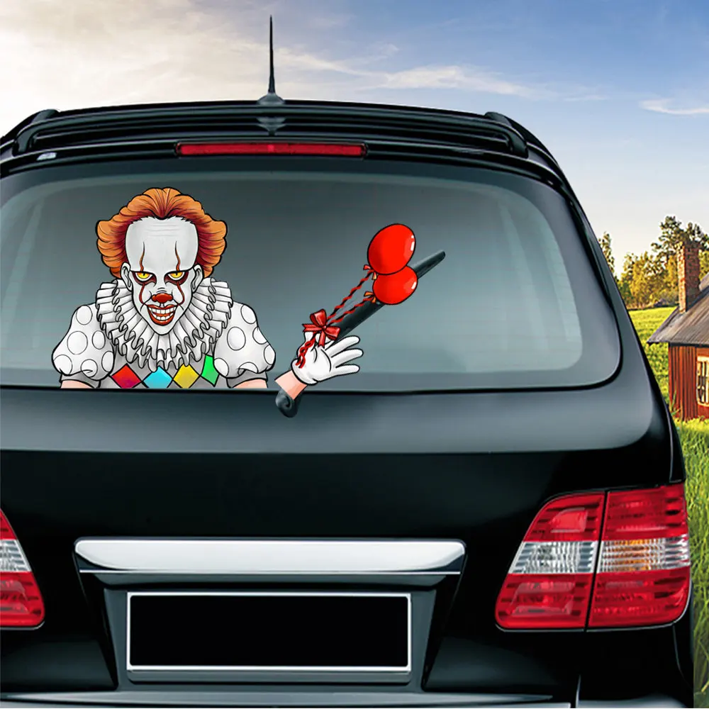 Horror Clown Ужасная Автомобильная наклейка, серия, съемная, ПВХ, на заднее стекло, стеклоочиститель, креативные автомобильные Стикеры, Стайлинг автомобиля, автомобильные украшения - Название цвета: Horror Clown
