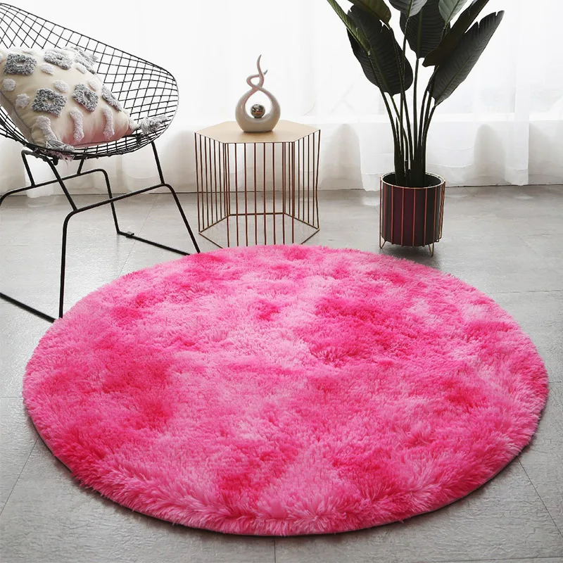 round living room carpet large chair mats tie dye dark blue shaggy long hair bedroom rug children play tent mat floor area rug free global shipping