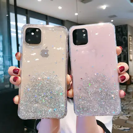 Чехол для Apple iphone 11 мягкий силиконовый Блестящий прозрачный защитный чехол iPhone Pro