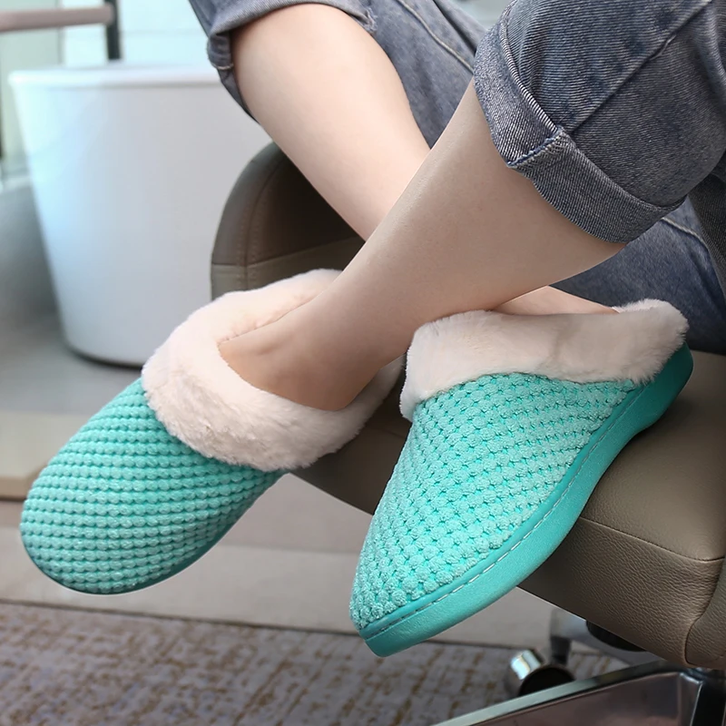 Домашние тапочки зимняя обувь женские меховые Вьетнамки унисекс теплые шлепанцы