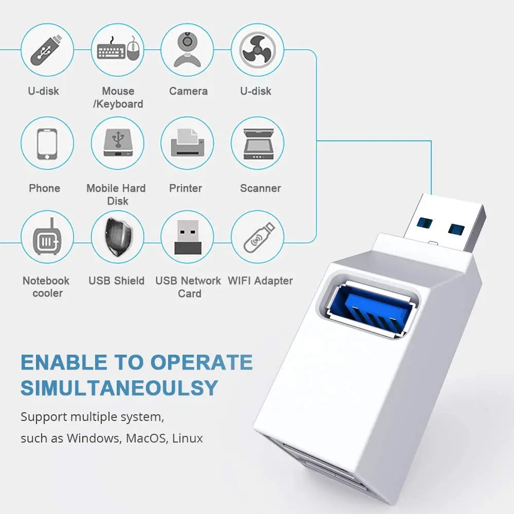 Высокоскоростной разветвитель с 3 портами USB3.0 адаптер подключи и работай