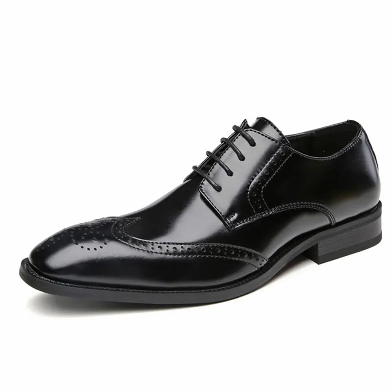 

Golandstar Lace-up Genuine Leather Men Brogue Shoes Dress Shoes Festival Party Wedding Formal Business Flat Leather Shoes GMS002