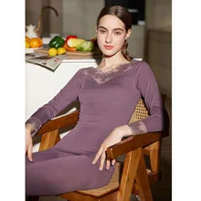 FAKUNTN Lace Thermal Underwear Sexy Ladies Clothes Winter Seamless Antibacterial Warm Intimates Modal Cashmere Warm Suit (1)