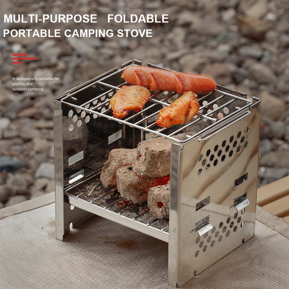 

BBQ Portable Outdoor Firewood Stove Stainless Steel Folding Barbecue Stove Mini Charcoal Stove for Outdoor Travel Picnic