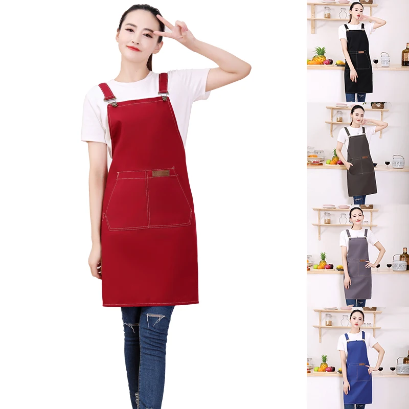 

Woman Men Chef Work Apron Bib Kitchen Hotel Cooking Cafe Shop Baking BBQ Waiter Hairdresser Waterproof Aprons Bibs Adjustable