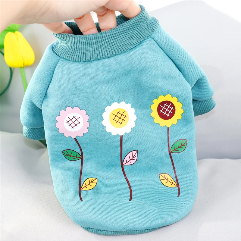 Свитер с цветами для домашних животных осенняя и зимняя одежда Женский Бишон