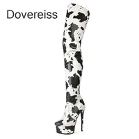 fashion womens shoes winter new sexy elegant zipper platform boots concise mature stilettos heels over the knee boots 44 45