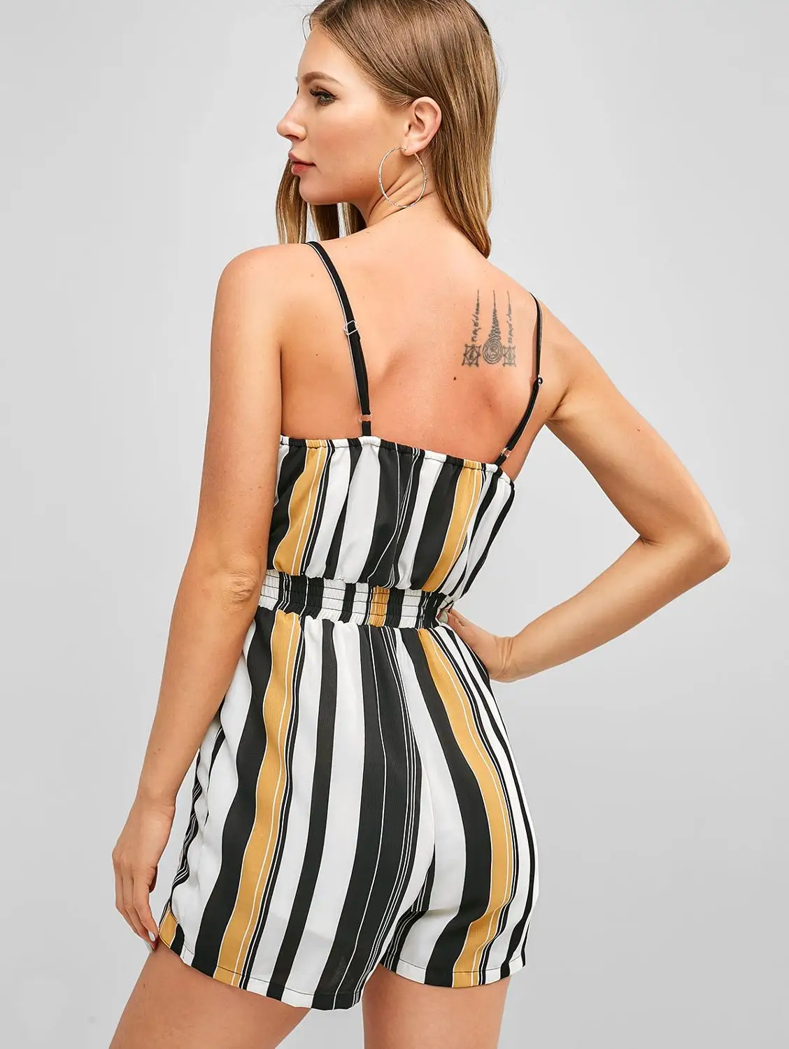 ZAFUL Женские Боди Полоски Cami Копченая Талия Комбинезон Сексуальная Уличная Одежда