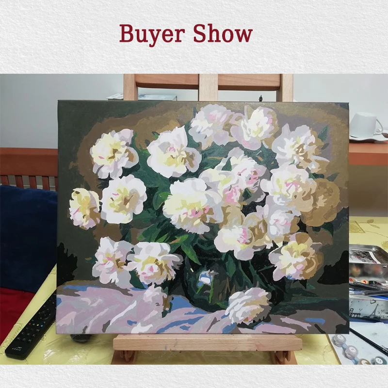

GATYZTORY DIY Painting By Numbers HandPainted Oil Painting Zero Basis Flowers Picture Colouring Custom Photo DIY Gift Wall Decor
