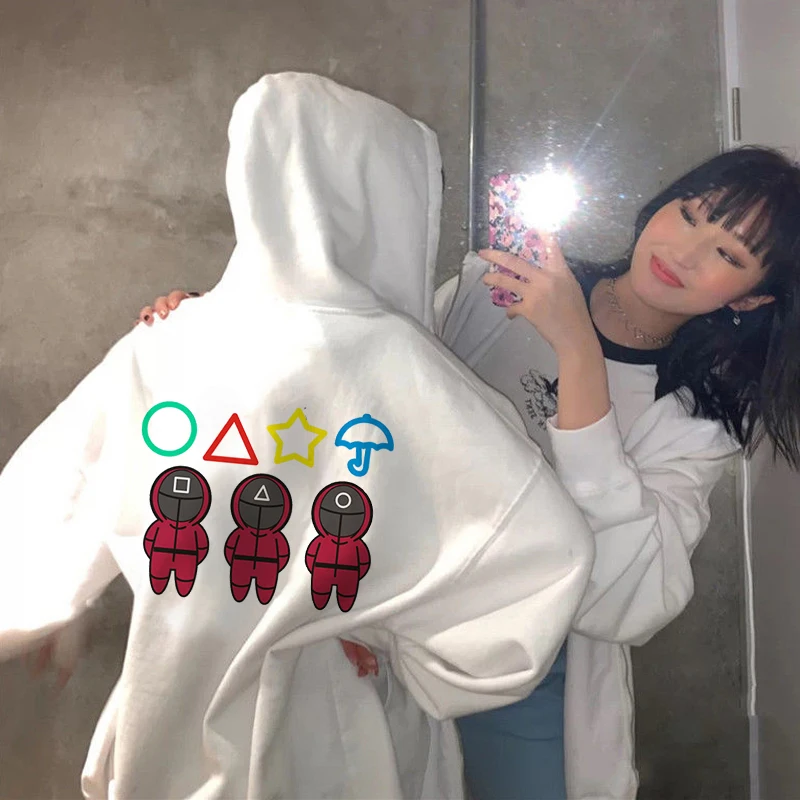 

Свитшот в Корейском стиле Kpop Y2k, костюм с принтом на спине игры кальмар, Модель 456 года, свитшот, модель 067, искусственная кожа, Повседневная Ул...