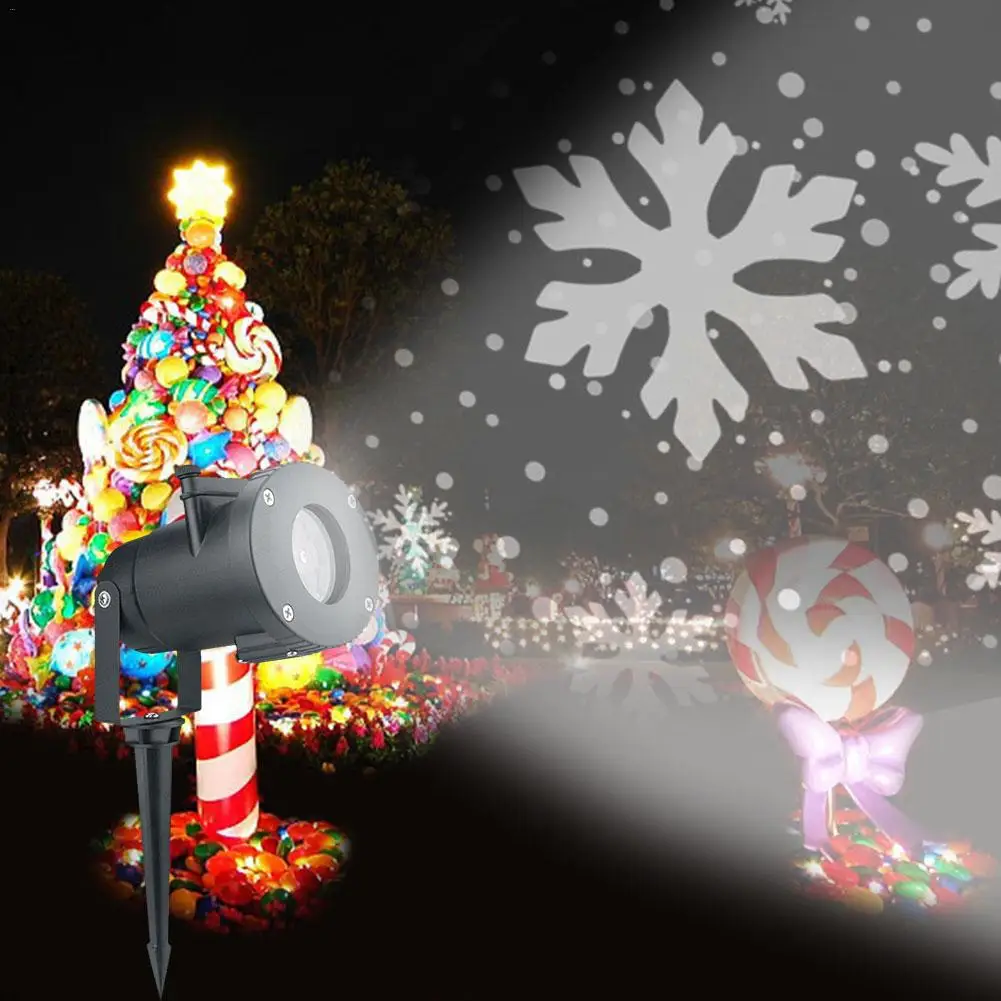 

LED Projection Spotlight Light Waterproof Rotary Snowstorm Flower Pattern Lamp For Outdoors Christmas Halloween Decoration Lawn