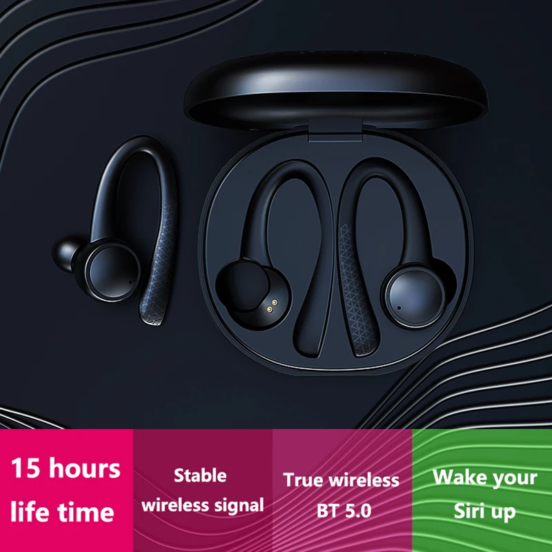 

T7Pro TWS wireless bluetooth 5.0 mode earphone binaural hanging ear in ear waterproof earphone comes with charging compartment