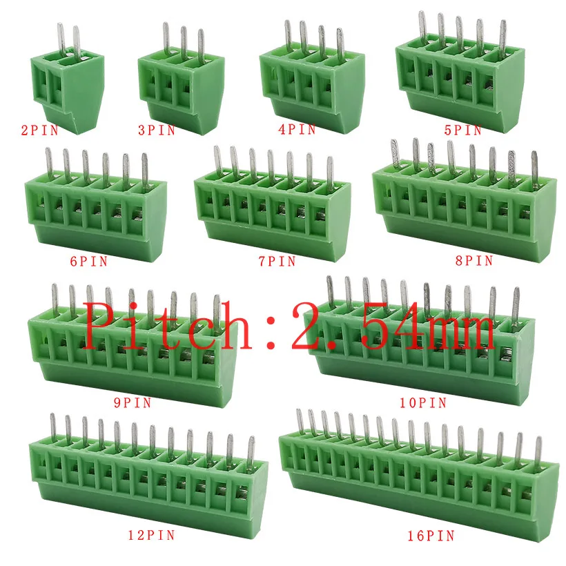 KF128 2 54 мм/0 1 &quotшаг PCB винтовой клеммный блок соединитель 2P 3P 4P 5P 6P 7P 8P 9P 10P 12P
