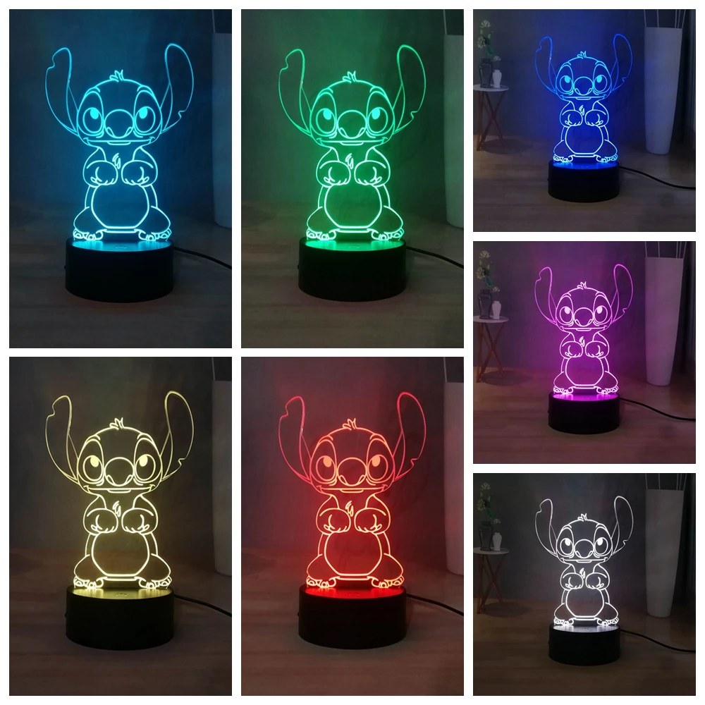 Настольный светильник RGB с 3d иллюзией мультфильма цветной светодиодный ночник