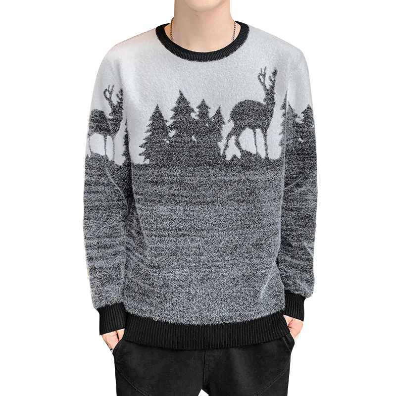 

2020 Mens Sweater Pullover Slim Warm Solid High Lapel Jacquard Hedging British Men's Clothing Male Turtleneck M-3XL Off White