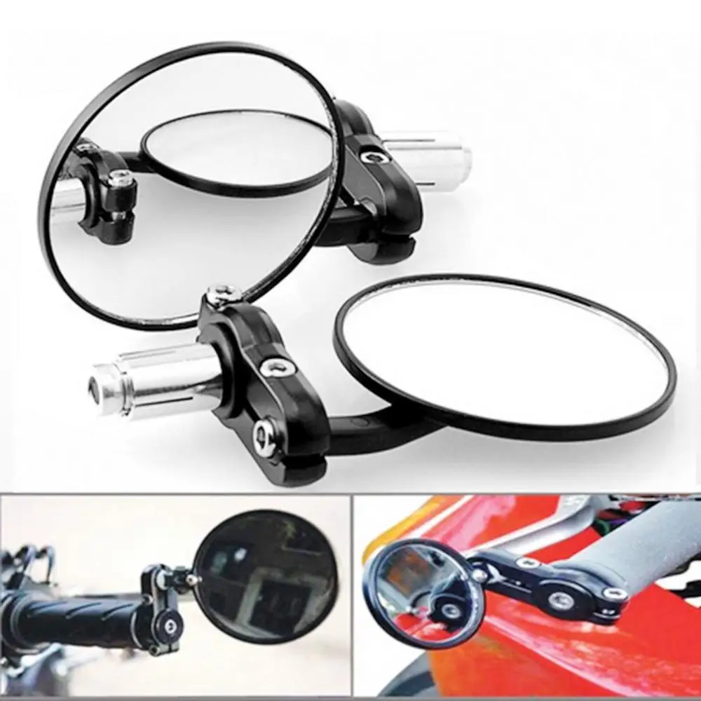 

1 Pair ABS Plastic Motorcycle Round 7/8" Handle Bar End Rotatable Rear View Side Mirrors ATV Handle Bar End Mirror